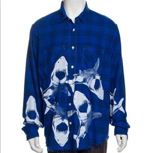 Blue cotton plaid AMIRI button down